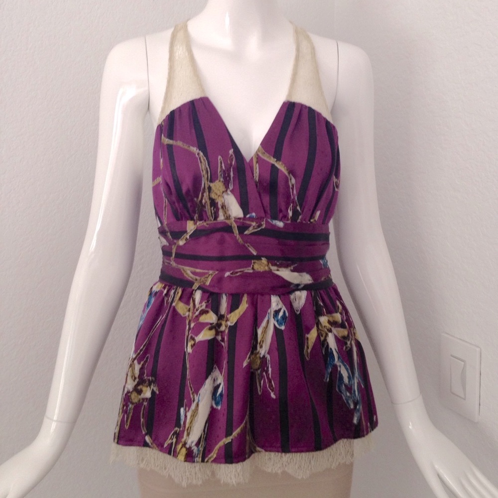 Hype purple gold silk Blouse